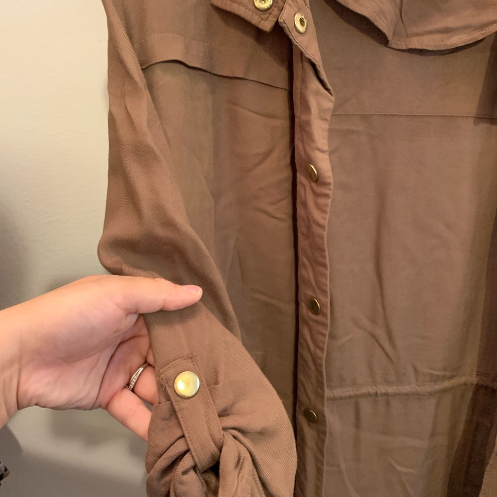 Brown Cover up jacket with gold buttons